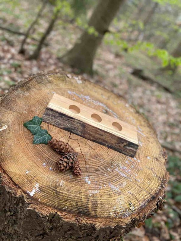 3er-Teelichthalter aus Holz