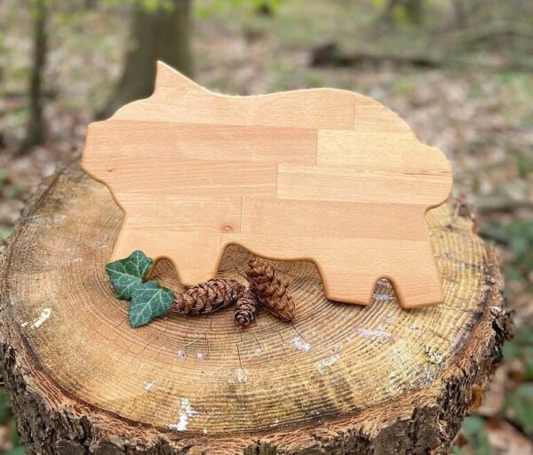 Vesperbrett Frühstücksbrett Holz Schwein Wald