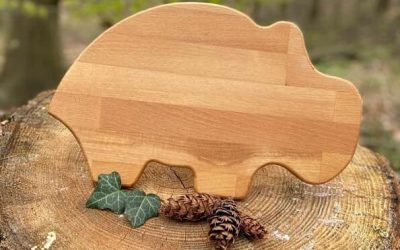Vesperbrett Frühstücksbrett Holz Nilpferd Wald