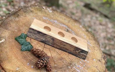 3er-Teelichthalter aus Holz